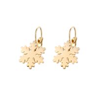 Stainless Steel Snowflake Earrings Glossy Laser Cut 18k Gold Earrings Christmas Ice Flower Earrings main image 6