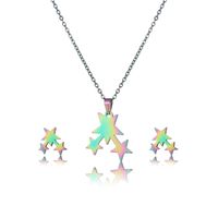 Stainless Steel Star Necklace Clavicle Chain Earrings Set Female Colorful Meteor Pendant Set Chain Earrings Wholesale main image 6