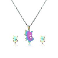 New European And American Cute Kitten Pendant Clavicle Earings Set New Colorful Cat Accessories Wholesale main image 6