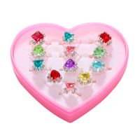 Ensemble De Boîte-cadeau De Bijoux De Dessin Animé De Pierres Précieuses En Cristal D&#39;imitation Bague Pour Enfants Coréens Bague Combinée De 12 Pièces main image 6