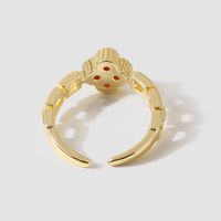 Korean Cute High Quality Copper Inlaid Zirconium Four-leaf Clover Ring Ins Creative Personality Real Gold Plating Ring Ornament main image 5