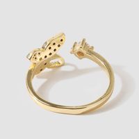 Korean Style Simple High Quality Copper Inlaid Zirconium Butterfly Opening Ring Creative Personality Real Gold Plating Animal Ring main image 5