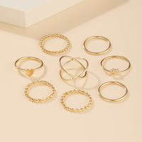 New Simple Alloy Joint Ring Set Creative Retro Multi-layer Cross Opening Twist Love Ring Wholesale main image 6