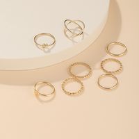 New Simple Alloy Joint Ring Set Creative Retro Multi-layer Cross Opening Twist Love Ring Wholesale main image 5