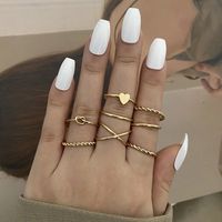 New Simple Alloy Joint Ring Set Creative Retro Multi-layer Cross Opening Twist Love Ring Wholesale main image 4