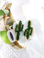 Fashion Net Red Same Earrings Cactus Green Forest Small Fresh Temperament Ear Jewelry main image 4