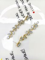 21101534 Diamond Leaf Tassel Earrings Korean Graceful Online Influencer New Fashion Earrings Women's High-grade Earrings main image 4