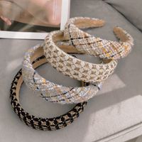 Autumn New Korean Version Of Fabric Plaid Headband Hairpin Sponge Flat Headband Wholesale main image 1