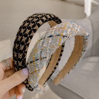 Autumn New Korean Version Of Fabric Plaid Headband Hairpin Sponge Flat Headband Wholesale main image 4