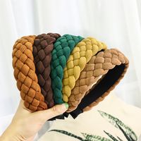 European And American New Style Solid Color Braided Wide Brim Press Hair Wash Headband Wholesale main image 1