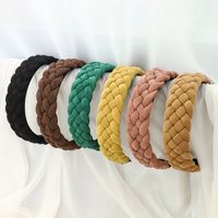 European And American New Style Solid Color Braided Wide Brim Press Hair Wash Headband Wholesale main image 6