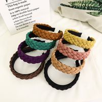European And American New Style Solid Color Braided Wide Brim Press Hair Wash Headband Wholesale main image 5