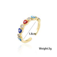 New Copper Plated 18k Gold Dripping Oil Zircon Love Heart Devil's Eye Open Ring Gift Wholesale main image 5
