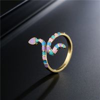 Aogu Cross-border Supply Copper Plating 18k Gold Micro Inlaid Zircon Snake Shape Open Ring Female Personalized Bracelet New Product main image 4