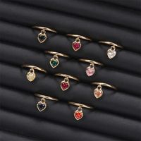 Micro Heart-shaped Zircon Ring Female Fashion Design Ins Index Finger Ring Simple Gold Plated Copper Ring Open Ring Wholesale main image 6