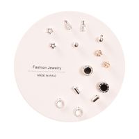 European And American Trend Love Rhinestone Flowers Geometric Leaves Plant Animal Earrings 7 Pairs Set main image 6