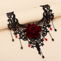 Gothic Lace Rose Necklace Tassel Choker Necklace Necklace main image 5