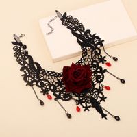 Gothic Lace Rose Necklace Tassel Choker Necklace Necklace main image 6