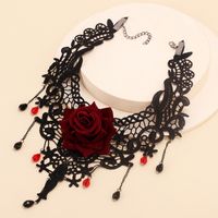 Gothic Lace Rose Necklace Tassel Choker Necklace Necklace main image 4