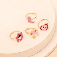 Cute Cartoon Dripping Oil Ring Combination Set Design Sense Flower Mushroom Boots Index Finger Joint Ring main image 1