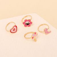 Cute Cartoon Dripping Oil Ring Combination Set Design Sense Flower Mushroom Boots Index Finger Joint Ring main image 4