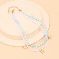 Multi-layer Pearl Butterfly Necklace Fashion Beaded Choker Necklace main image 1