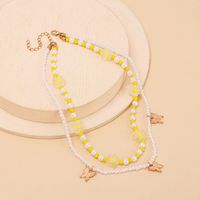 Multi-layer Pearl Butterfly Necklace Fashion Beaded Choker Necklace main image 3