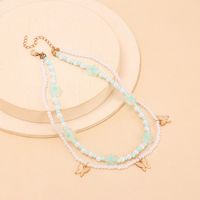 Multi-layer Pearl Butterfly Necklace Fashion Beaded Choker Necklace main image 4