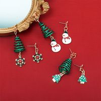 Fashion Personality Design Sense Asymmetric Christmas Earrings Combination Snowflake Christmas Tree Snowman Earrings main image 1