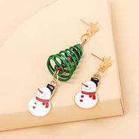 Fashion Personality Design Sense Asymmetric Christmas Earrings Combination Snowflake Christmas Tree Snowman Earrings main image 5