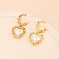 Retro Geometric C-shaped Love Pearl Pendant Earrings Fashion Design Temperament Earrings main image 1