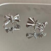 Folded Earrings Niche Design Bowknot Personality Silver Needle Earrings Korean Irregular Earrings main image 4