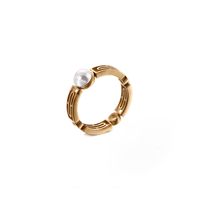 Japan And South Korea Trend Simple Fashion Stainless Steel Pearl Ladies Ring Wholesale sku image 1