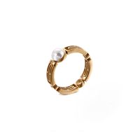 Japan And South Korea Trend Simple Fashion Stainless Steel Pearl Ladies Ring Wholesale sku image 2