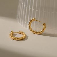Classic Twist Woven Earrings Niche Design Twisted Texture Circle 18k Earrings main image 3