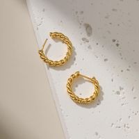 Classic Twist Woven Earrings Niche Design Twisted Texture Circle 18k Earrings main image 5