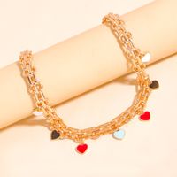 Farbe Liebe Anhänger Legierung Dicke Halskette Überzug Gold Halskette Mode main image 4