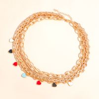 Creative Multilayer Necklace Set Color Alloy Love Pendant Stacking Sweater Chain main image 4