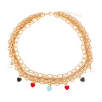 Creative Multilayer Necklace Set Color Alloy Love Pendant Stacking Sweater Chain main image 6