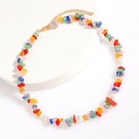 Bohemian Style Stone Necklace Personality Colored Gravel Pearl Beads String Clavicle Chain main image 1