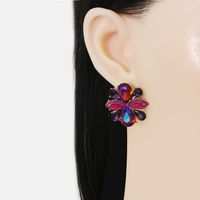 New European And American Personality Geometric Square Flower Diamond Earrings main image 6