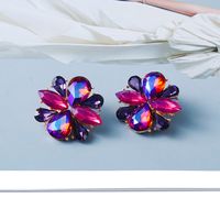 New European And American Personality Geometric Square Flower Diamond Earrings main image 4