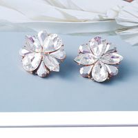 New European And American Personality Geometric Square Flower Diamond Earrings main image 3