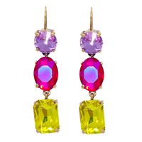 Boucles D&#39;oreilles De Personnalité De Couleur Géométrique En Alliage De Mode Européenne Et Américaine Cloutées De Diamants main image 1