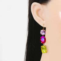 European And American Fashion Alloy Diamond-studded Geometric Color Personality Earrings main image 3