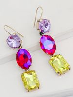 European And American Fashion Alloy Diamond-studded Geometric Color Personality Earrings main image 4