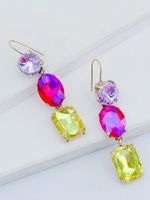 European And American Fashion Alloy Diamond-studded Geometric Color Personality Earrings main image 5
