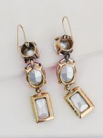 European And American Fashion Alloy Diamond-studded Geometric Color Personality Earrings main image 6