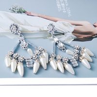 New Personality Style Diamond-studded Pearl Earrings Drop-shaped Earrings main image 5