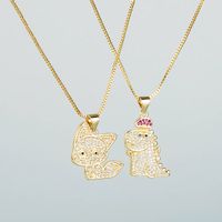 Fashion Copper-plated Real Gold Micro-inlaid Zircon Small Animal Cute Pendant Necklace main image 1